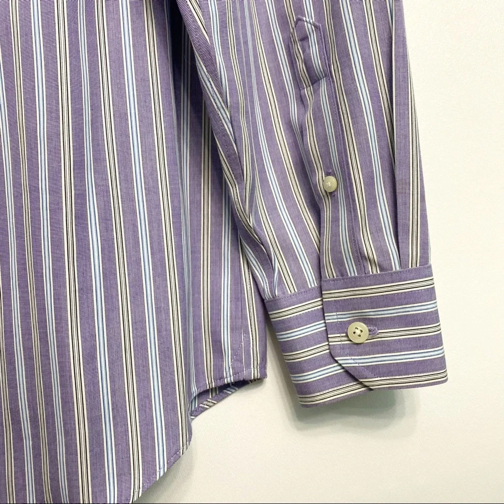 banana republic | purple stripe non-iron button down shirt m